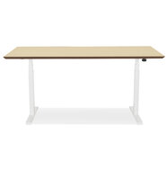 Maysun - Elektrisch Zit-Sta Bureau - COMFORT Naturel - Wit 150x70cm