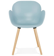 Scandinavische design stoel &#039;PICATA&#039; blauw met houten poten