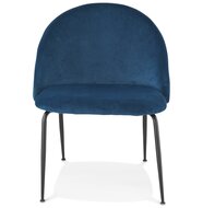 Loungefauteuil &#039;MERMAID&#039; van blauw fluweel en zwarte metalen poten