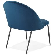 Loungefauteuil &#039;MERMAID&#039; van blauw fluweel en zwarte metalen poten