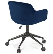 Chaise de bureau &#039;ROLLING&#039; en velours bleu sur roulettes