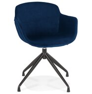 Design stoel met armleuningen &#039;GRAPIN&#039; van blauw velours