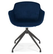 Design stoel met armleuningen &#039;GRAPIN&#039; van blauw velours