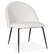 Lounge fauteuil &#039;NORVEGIA&#039; van witte boucl&eacute;stof en zwart metaal