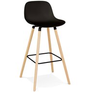 Tabouret de bar &#039;TATSU&#039; noir avec pieds en bois naturel