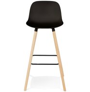 Tabouret de bar &#039;TATSU&#039; noir avec pieds en bois naturel