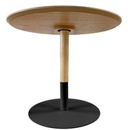 Ronde design salontafel &#039;DILA H40&#039; in natuurlijke houtafwerking en zwart metaal