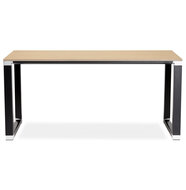 Recht design bureau &#039;XLINE&#039; met natuurlijke houten afwerking en zwart metaal - 160x80 cm