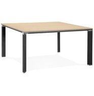 Vergadertafel / bench-bureau &#039;XLINE SQUARE&#039; met natuurlijke houten afwerking en zwart metaal - 140x140 cm