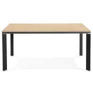 Vergadertafel / bench-bureau &#039;XLINE SQUARE&#039; in hout met natuurlijke afwerking en zwart metaal - 160x160 cm