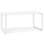 Rechte design bureau &#039;BAKUS&#039; van wit glas en metaal - 160x80 cm