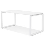 Rechte design bureau &#039;BAKUS&#039; van wit hout en metaal - 160x80 cm