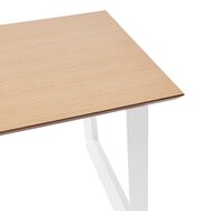 Rechte directiebureau &#039;GIMINI&#039; van natuurkleurig afgewerkte hout en wit metaal - 130x70 cm