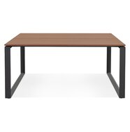 Vergadertafel / bench-bureau &#039;BAKUS SQUARE&#039; met notenhouten afwerking en zwart metaal - 140x140 cm